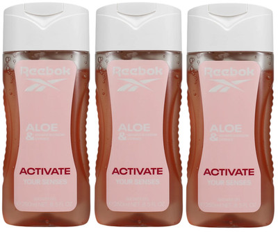 3 x 250 ml Reebok Duschgel für Frauen - Aktiviere deine Sinne