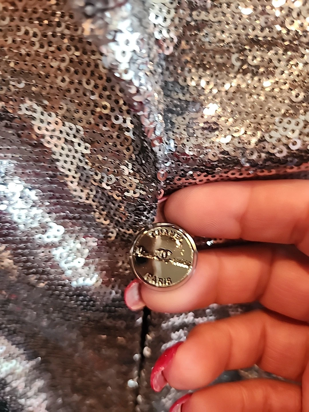 Giacca tuta Chanel in paillettes argento come nuova taglia 38 made in France