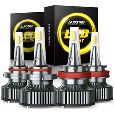4pcs AUXITO 9005 + H11 LED Headlight Bulbs Conversion Kit High Low Beam 6500K US