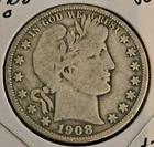 1908-O 50C Barber Half Dollar. Beautiful Original Patina Coin
