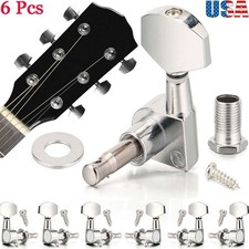 6Pcs Guitar String Peg Locking Tuners Tuning Pegs Machine Heads Silver 3R 3L USA