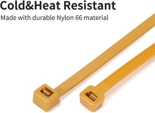 4" / 6" / 8" Gold Cable Zip Ties 18lbs Self-Locking Nylon Cable Tie Network Ties - Picture 5 of 12