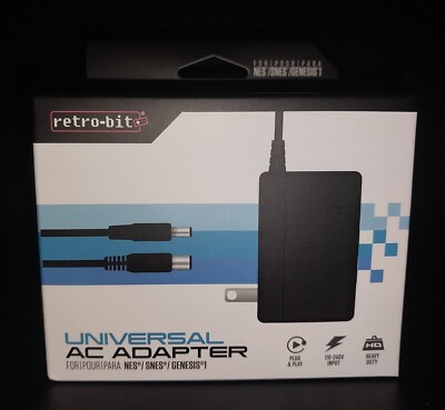 Retro-bit AC Adapter Nintendo NES, SNES, Sega Genesis, Super Famicom NEW Sealed 