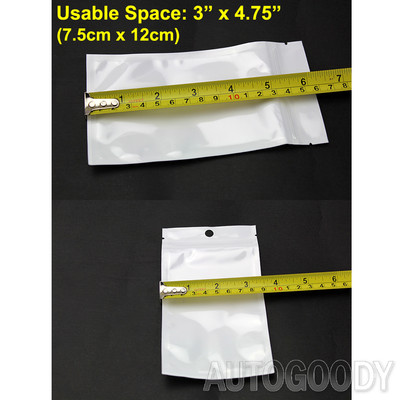 100 Premium Zip Zipper Bags Clear Plastic White Back Slide Seal Reclosable