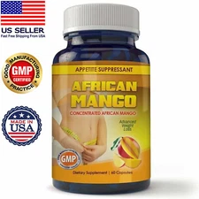 African Mango Supplement 60 Capsules Appetite Control Weight Loss Free Shipping