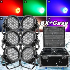 6PCS Waterproof 18LED 270W Par Light RGBWA+UV 6 in 1 Dmx Stage Wash Light DJ Bar