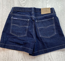 Vintage Jordache Women's Denim Shorts Dark Blue White Stitching 11/12 30" Waist