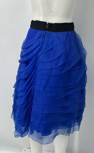 Sachin+Babi Noir ALTERED Blue Ruffle Layered Tulle Flare Knee-Length Skirt sz M - Picture 3 of 5