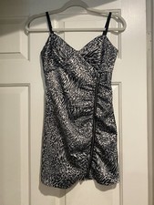 Guess Sleeveless Animal Print Dress Juniors Size 1 Black White B42
