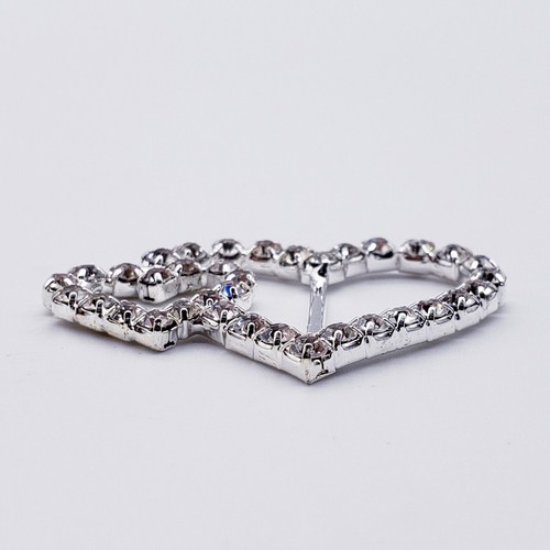 12 Double Heart Rhinestone Crystal Wedding Invitation Ribbon Slider Buckles - Picture 7 of 9