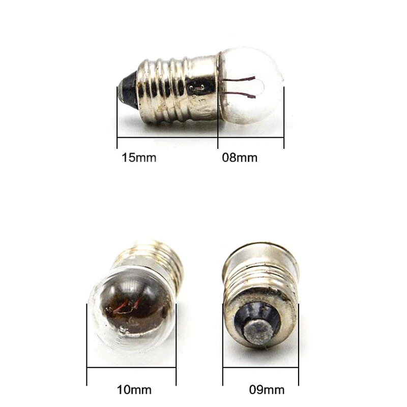 Instrument Lamp Bead E10 Screw Small Light Bulb 1.5V ~ 6.2V 0.3/0.5A Size 9x23mm - Image 3 of 4