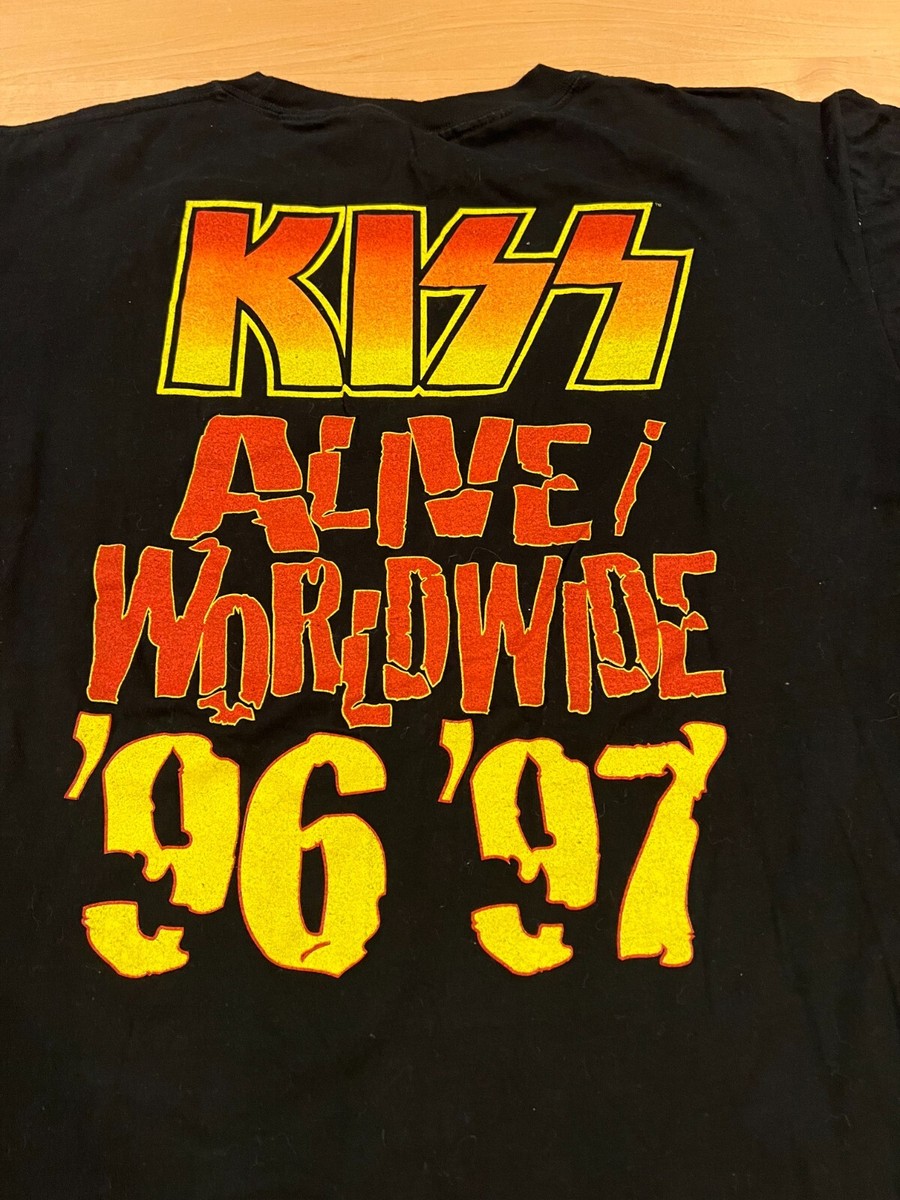 1996 Kiss Tour T-Shirt Tour Champ Tag XL Alive Worldwide 24x28 | eBay