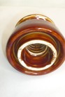 Vintage Ceramic Brown Glazed Electrical Insulator Mushroom 3.25" across Threaded — photo 2