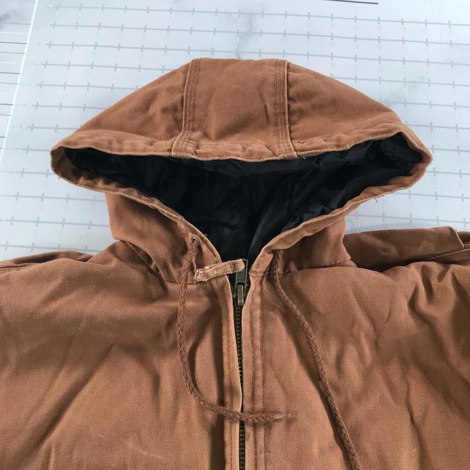 Abrigo Chaqueta KEY Barn Para Hombre Pequeño Marrón Pato Lona Con Capucha Trabajo Tareas Aislado Foto 3 de 4