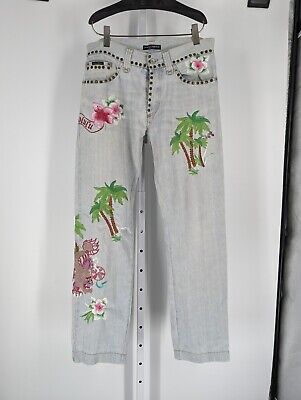Dolce Gabbana Vtg Y2K Hawaiian Tropical Embroidered Studded Dolce Gabbana Vtg Y2K Hawaiian Tropical Embroidered Studded