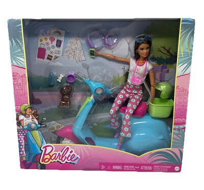 Barbie Made To Move Travel Doll Playset with Fashionistas Scooter HTF Tan Body
