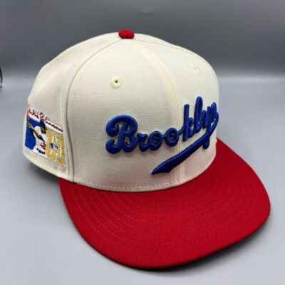 Brooklyn Dodgers Hat Men 7 1/2 White Red 59Fifty New Era Fitted Cap
