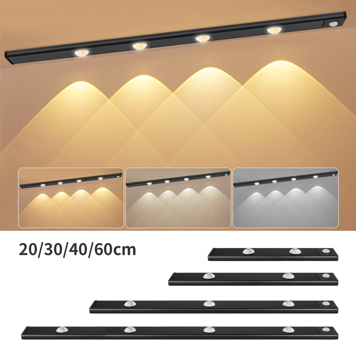 6-Pack LED Motion Sensor Lights – Rechargeable, Dimmable Stick-On Lights For Cabinet, Closet & Hallway-964718