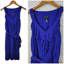 White House Black Market Party Dress size Small Knee Length Ruffle career Satin