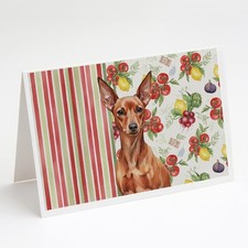 Caroline's Treasures Red Miniature Pinscher Min Pin Vegetable Greeting Card Pk 8
