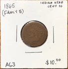 1865 United States Indian Head Cent 1C (Fancy 5)