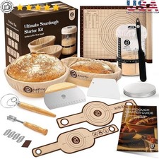 Complete Sourdough Starter Kit W/ Proofing Baskets Baking Tools Beginners New