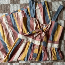 Madewell Sz 0 Sherbet Stripe Sundress tie front bow cutout dress garden party