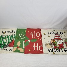 Lot Of 4 Christmas Pillow Covers Red Truck 18" Red Green Holiday New