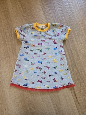 Süße hellgraue Tunika,Schmetterlinge,Handmade,Gr.86/92,Jersey, Neu,Kita,Spielen