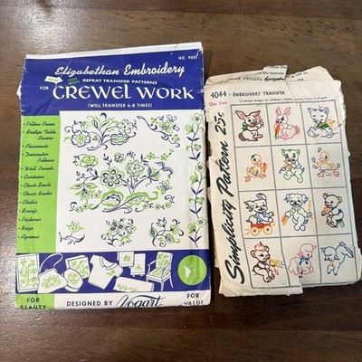 2- Vintage Transfer Patterns Flowers And Animals