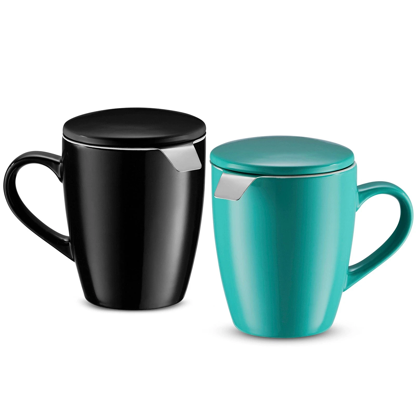 Tea Cup with Lid and Infuser, Porcelain Teacups with Stainless Steel Filter, ...