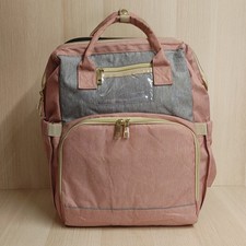 Diaper Bag Backpack With Changing Station  USB Port Pink/Gray
