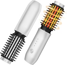Cordless Curling Iron Brush,1.5-inch Mini Travel Curling Iron, 3-in-1 Portable H