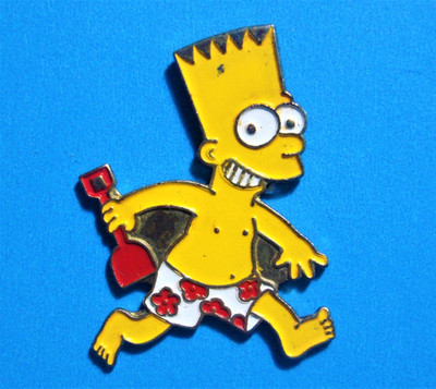 SIMPSONS - BART SIMPSON AT THE BEACH  BATHING SUIT - VINTAGE LAPEL PIN - HAT PIN