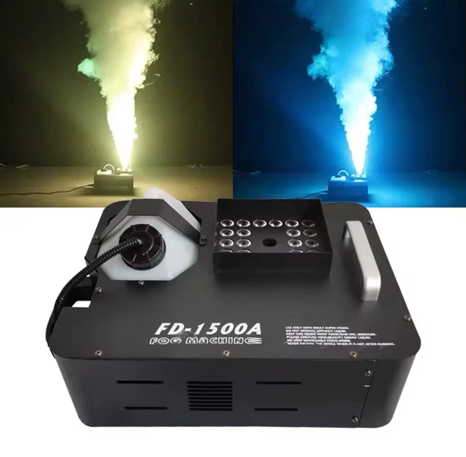 Macchina del Fumo LED RGB 1500W a getto Verticale con telecomando Effetto Scena - Immagine 2 di 4