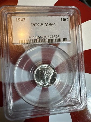 1943 PCGS MS66 Mercury Dime A Very High Grade Mercury Dime. A Beautiful Coin.