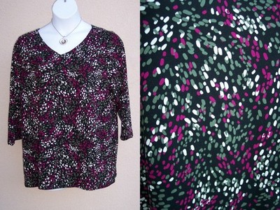 Chico's NEW Touch of Cool knit top shirt size 4 XXL 20 2XL Droplets Vneck blouse