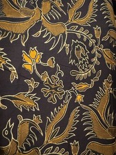 NWOT Vtg. Batik Halus Bron Mas Indonesian Sari - Brown, Orange White 45 X 72