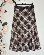 Samtweicher A-Linien Rock in Wildleder-Optik Kariert Midirock Karomuster S M L