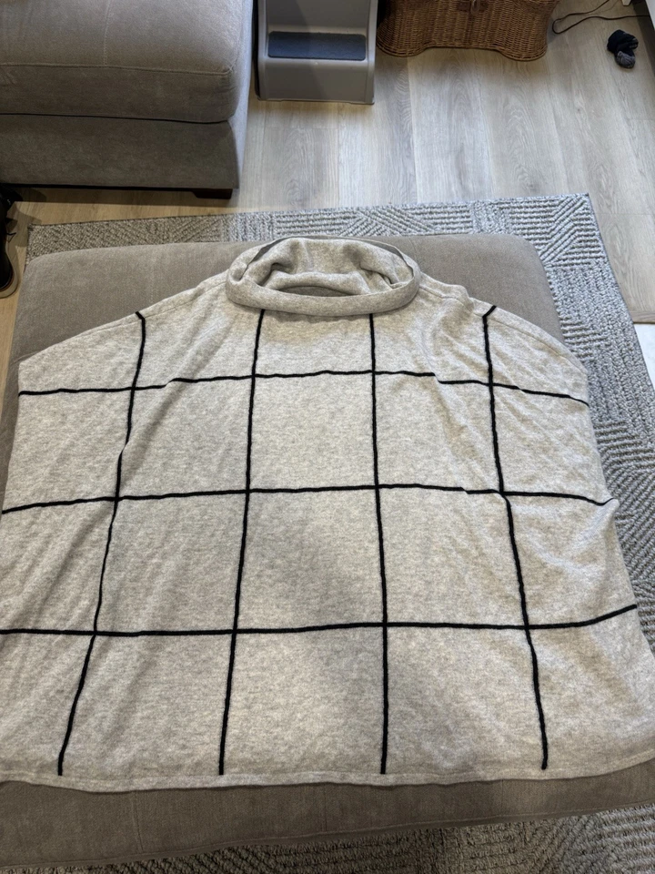 Poncho chal Charter Club para mujer talla 2x/3x cuello alto 100 % cachemir a rayas Foto 2 de 4