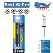 FriXion 0.7mm Black Gel Ink Refills - Pack of 3 for Effortless Erasable Writing