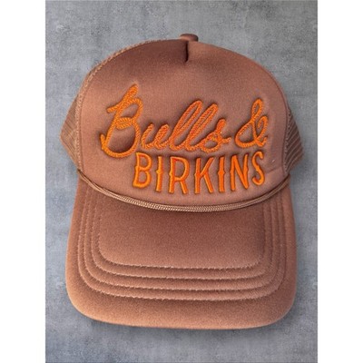 First Class Cowboys Bulls & Birkins Trucker Hat Brown Orange Snapback Cap NWT