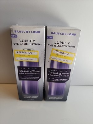 2pk Bausch Lomb Lumify Eye Illuminations 3 in 1 Micellar Cleansing Water 5.4 oz