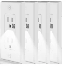 15 Amp 125-Volt Built-In LED Night Light Wall Standard Duplex Outlet, Dusk to Da