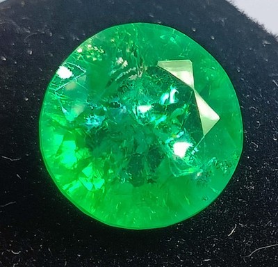 9+Ct Natural Green Emerald IGL Certified Round Cut Loose Gemstone 6JGP