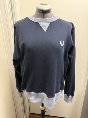 Fred Perry Navy Blue/light Blue Trim Laurel M Sweatshirt  Vintage Early 2k