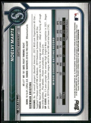 2022 Bowman Chrome Sapphire Edition #BCP-186 Noelvi Marte