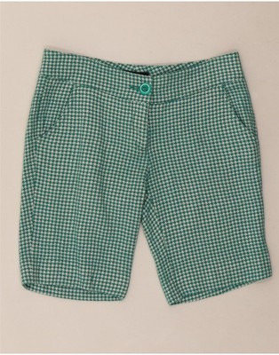 Roccobarocco Damen Chino Shorts US 6 Medium W30 grün Hahnentritt Wolle DL09