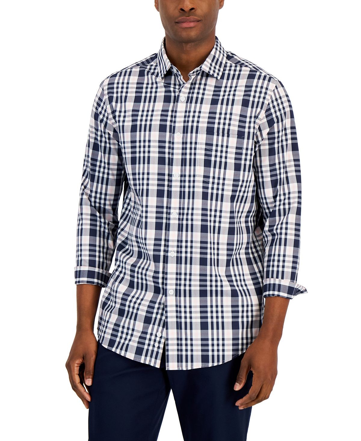 Клубная мужская рубашка Thomas Plaid Tech из ткани на пуговицах темно-синего цвета Multi-XL 3690₽