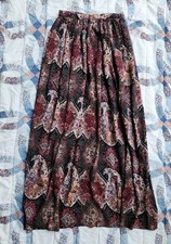 VTG 70'S Women's Fall Paisley Hippie Maxi Skirt Zip Up Size XS 24in W 39in L